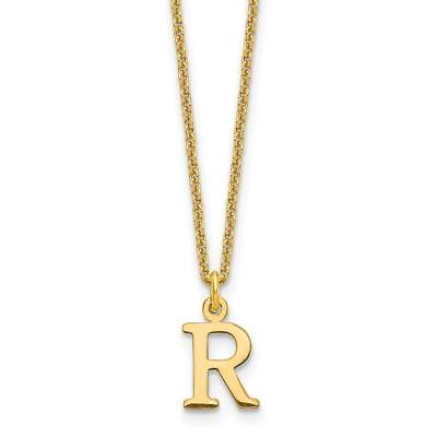 #ad 14K Yellow Gold Dainty Letter R Initial Name Monogram Chain Necklace $257.00