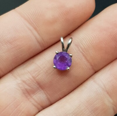 #ad Small Petite Sterling 925 Silver Strong Purple Amethyst Gemstone Pendant. 🇬🇧 GBP 25.00