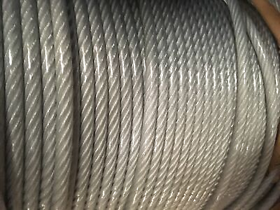 #ad 1 8quot; 3 16quot; Vinyl Coated Galvanized Aircraft Cable Steel Wire Rope 7x19 3000 Feet $706.00