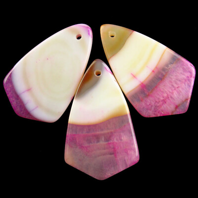 #ad 3Pcs Pink White Druzy Geode Agate Inverted Triangle Pendant 36x22x5mm Q09034 $10.78
