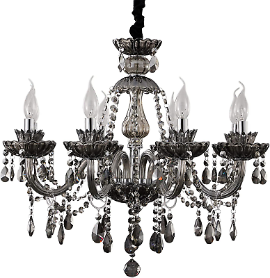 #ad Smoky Gray Crystal Chandelier 8 Light E12 Bulbs Modern Crystal Chandelier Ligh $264.99