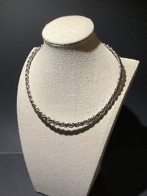 #ad Silver Tone Braided Collar Choker Necklace Unique 15quot; Diameter $9.99