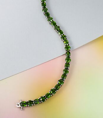 #ad 7.7quot; Chrome Diopside Oval Sterling Silver Bracelet 16.8g $84.95