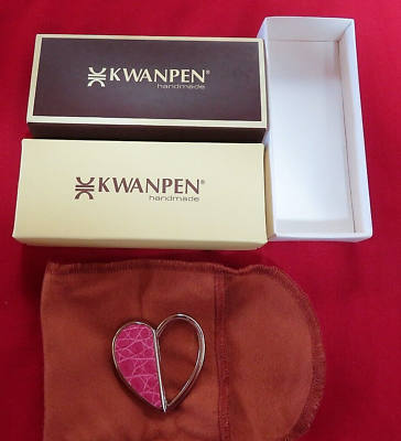 #ad Kwanpen Handmade Pendant Key Chain Bag Charm Heart Pink Leather Silver NWT Italy $254.00