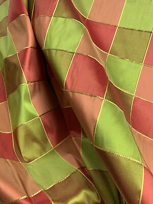 #ad SILK Plaid CHECK TOP DESIGNER RED GREEN Fabric 7 Yds $210.00