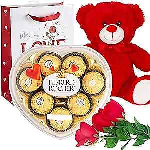 #ad Valentine Gift Basket Set Ferrero Rocher Heart shaped Shape Box Assorted $43.31