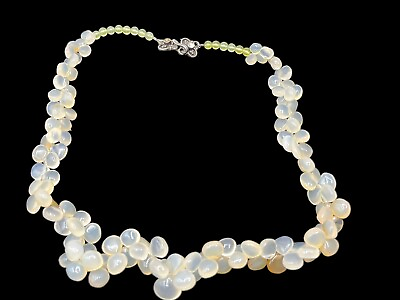 #ad Chalcedony Vintage Necklace Sterling Clasp $150.00
