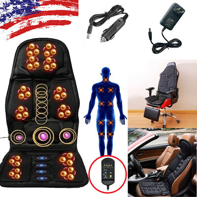 #ad 8 Mode Massage Seat Cushion with Heated Back Neck Massager Chair for Home Car $36.99