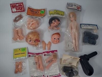 #ad Vintage Random Doll Making Parts Lot Heads Arms Hands Craft Project See Pictures $27.95