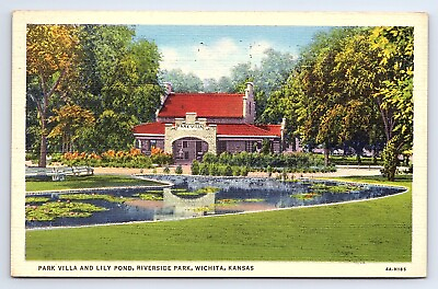 #ad Postcard Park Villa Lily Pond Riverside Park Wichita Kansas KS $5.75