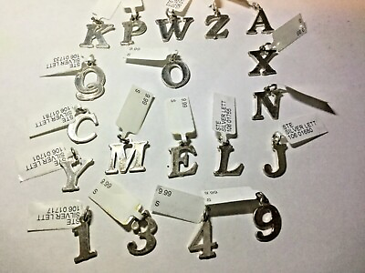 #ad Genuine Sterling .925 Silver Letter or Number Pendant Charm $9.95