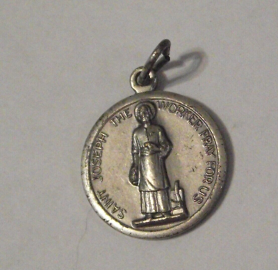 #ad Vtg St Saint Joseph the worker pendant medal patron of Fathers unborn children $15.00