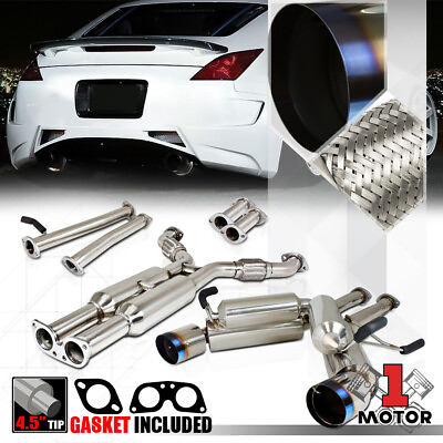 #ad Dual Muffler 4.5quot; Burnt Tip Catback Exhaust System for 03 09 350Z G35 Fairlady $278.25