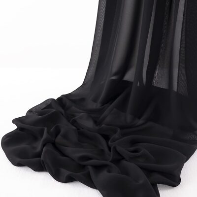 #ad Black 20 Yards 60quot; Wide Sheer Fabric Chiffon Fabric by The Yard Continuous So... $72.24