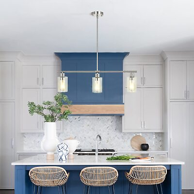 #ad Modern Glass Chandelier Kitchen Island Lighting Pendant Lamp Home Silver Fixture $89.00