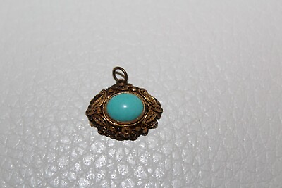 #ad VINTAGE GOLD AND TURQUOISE PENDANT FOR NECKLACE $185.00