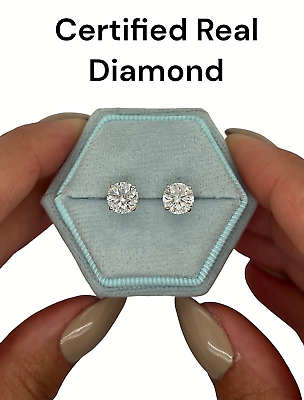 #ad 2.00 Ct Round Cut VS1 F Certified Lab Grown Diamond Stud Earrings 14k White Gold $1199.00