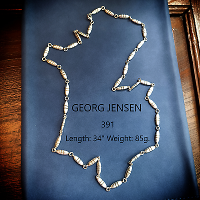 #ad Vgt. Georg Jensen No.391 Sterling SilverDenmark Necklace Length 34quot; Weight 85g. $2249.00
