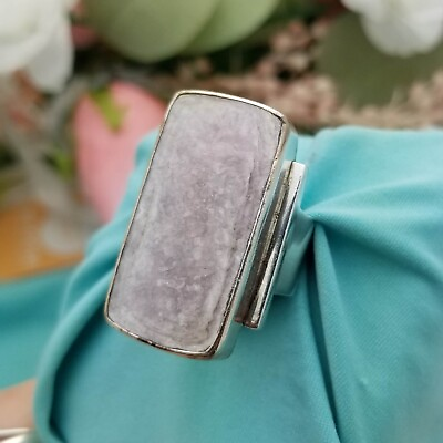 #ad Sterling Vintage Long Mica Stone FullFinger Ring Chunky Natural 1.2#x27;#x27;Long Unique $140.00