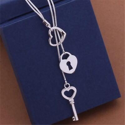 #ad 925 Sterling Silver Charms Necklace High quality Jewelry Women Classic 45CM $16.99