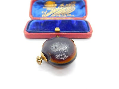 #ad Victorian 9ct Gold amp; Chestnut or Fruit Nut Set Pendant Antique c1890 GBP 85.00