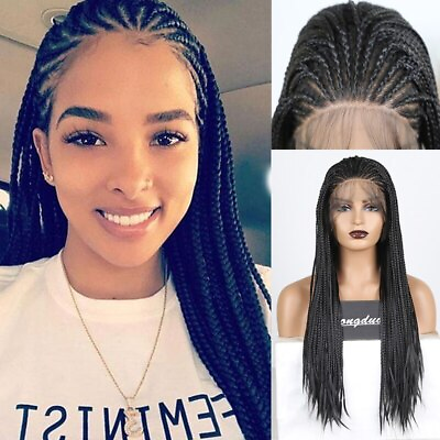 #ad Braiding Hair Synthetic Wig Lace Wig Black Women Heat Resistant Fiber Glueless $116.13