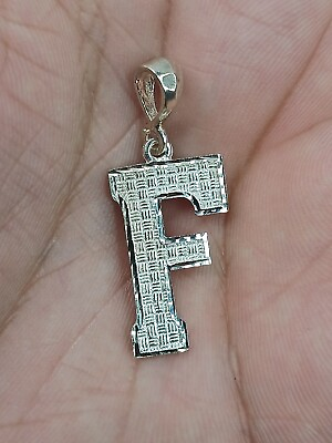 #ad .925 Sterling Silver Letter F Pendant 14mm X 36mm $28.00