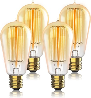 #ad Hudson Bulb Co. Warm White Vintage Dimmable Light Edison Bulbs Pack Of 4 NEW $14.99