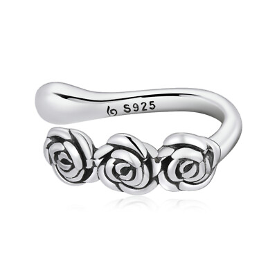 #ad Bamoer 925 Sterling Silver Rose Flower Earrings Ear Cuff Wedding Party Gift $6.64