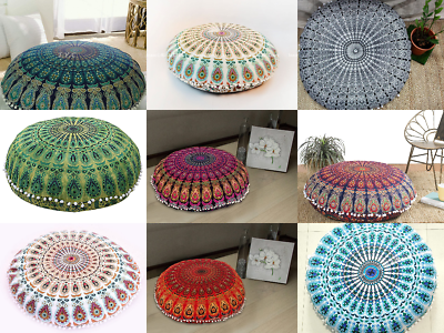 #ad Indian Round Peacock Mandala 32quot; inch Large Yoga Decor Throw Floor Pillow Cover $15.17