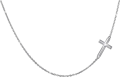 #ad S925 Sterling Silver Jewelry Sideways Cross Choker Necklace 14 Inches to 18 Inch $73.42