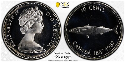 #ad 1967 PR67CAM Canada 10 Cents Silver Coin Dime PCGS 3 0 ONLY ONE GRADED HIGHER C $200.00