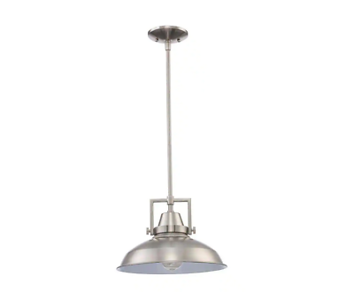 #ad Wilhelm 12 in. 1 Light Brushed Nickel Industrial Hanging Kitchen Pendant Light $35.99