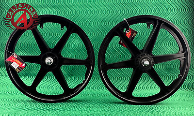 #ad ALTALINE 20quot; BICYCLE GT STYLE MAG WHEELS 6 SPOKE BLACK FOR ANY BMX BIKE. $128.91