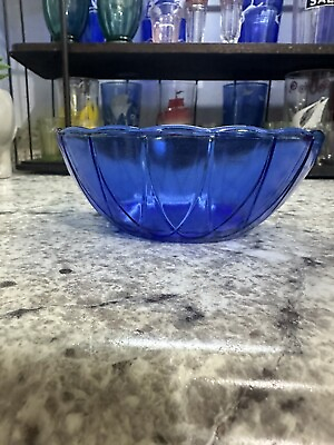 #ad Hazel Atlas Cobalt Blue Newport Hairpin 5 1 2” Cereal Bowl Depression Glass $9.99