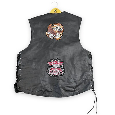 #ad Hot Leathers Biker Vest Patches Pins Laconia Laconia Biker 2XL $140.40