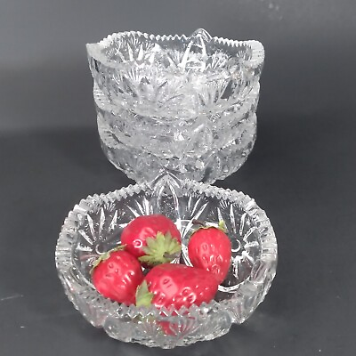 #ad 4 Cambridge Near Cut Antique Crystal Berry Bowls Floral Scalloped Sawtooth Edges $45.00