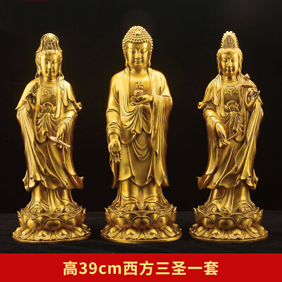 #ad 39cm 3pc The three Western Saints Western Trinity Buddha Statue bronze sets $460.57