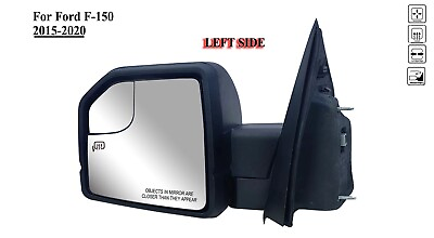 #ad Driver Left Side Door Mirror Power with Lamp Manual Folding for 15 20 Ford F 150 $80.99