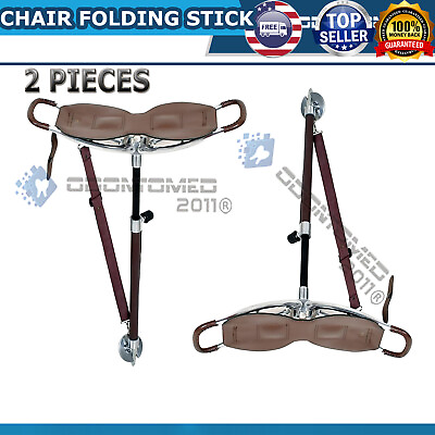#ad 2 Farrier Adjustable Outdoor Golf Sport Spectator Folding Chair Seat Stick BROWN $124.99