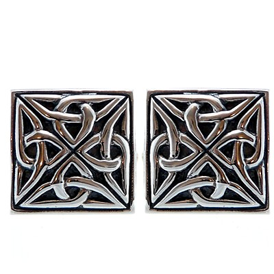 #ad Square sterling silver Celtic cufflinks for men in gift presentation box GBP 49.99