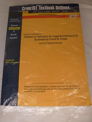 #ad Cram101 Textbook Outline Study Guide #x27;Legal Environment of Business#x27; Frank Cross $12.55