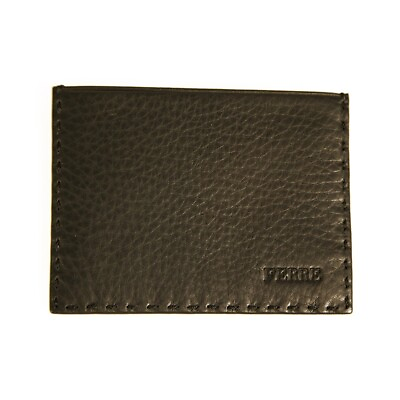 #ad Gianfranco Ferre Black Grained Leather New Unisex Men Card Case Pocket Wallet $59.00