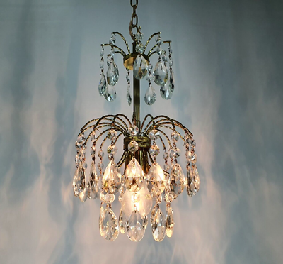 #ad Antique French Chandelier 9quot; chandelier lighting Vintage crystal Chandelier $159.00