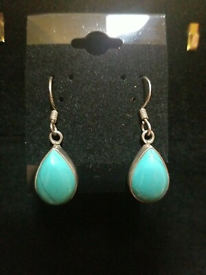 #ad 925 Turquoise Drop Earrings J31 $19.50