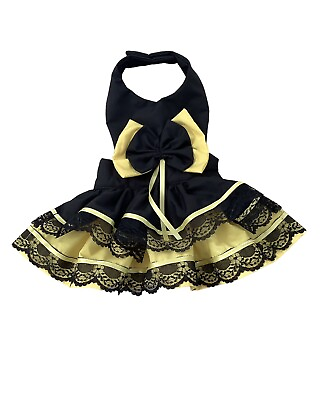 #ad Black And Yellow Handmade Dog Dress Small Dog Clothes $17.99