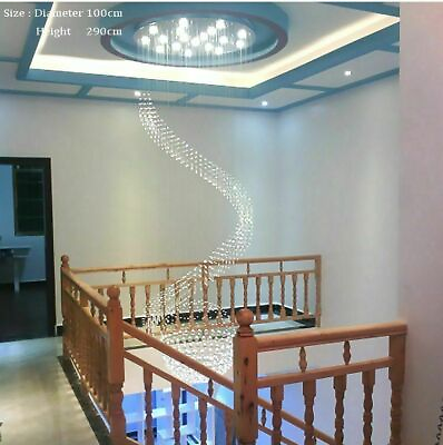 Chandelier Crystal Lighting Hanging Loft Double Spiral For Stair Staircase Light $228.65