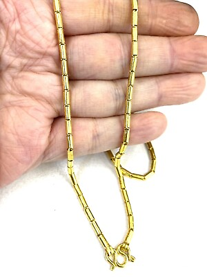 #ad 22K 22kt PURE YELLOW GOLD Round Barrel Tube baht chain necklace 23quot; $2025.60