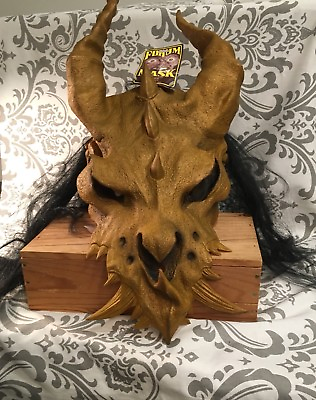 #ad Vintage 1997 Massive Gold Devil Illusive Concepts Halloween Mask Prop NWT New $89.99