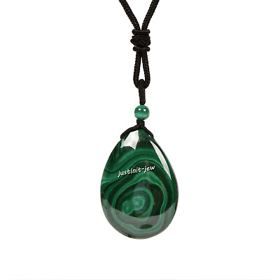 #ad 45mm Natural Malachite Chakra Pendant Teardrop Adjustable Necklace 18quot; to 28quot; $10.99